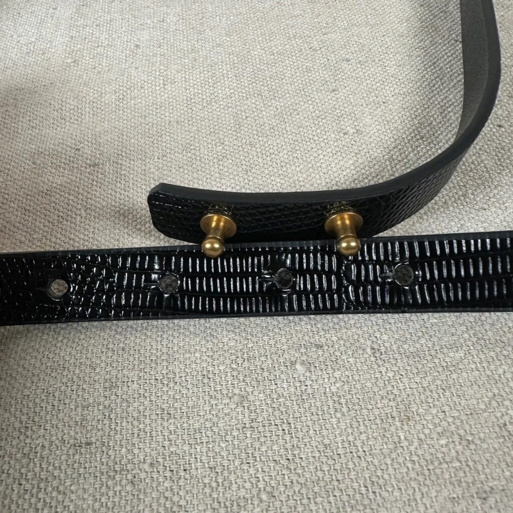 Bow statement belt thin skinny gold metal Black Lizard dark feminine‎ dress